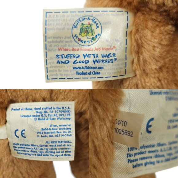 Build A Bear Puppy Dog Plush 13" Stuffed Animal Toy Bent Ears Bow Brown Tan BAB - Picture 12 of 12